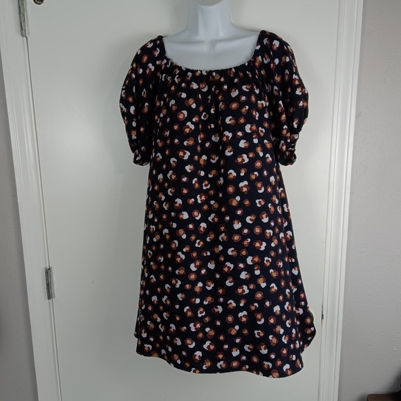 Ann Taylor Dresses & Skirts - Ann Taylor Dress Womens XS Navy Blue Abstract Dot Puff Sleeve Lined Peasant